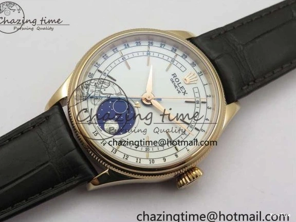 MiroTime 0320 Cellini 50535 Moonphase RG GMF Best Edition White Dial on Brown Leather Strap A Lightweight 2634